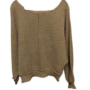 Womens Dark Khaki Textured Knit Sweater‎ Long Sleeve Casual Comfy Pullover